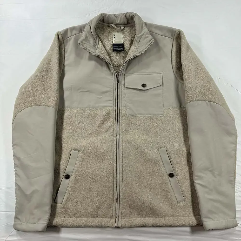 Vuori Morrow Sherpa Jacket Mens Medium Clay Beige Full Zip Fall Winter Fleece
